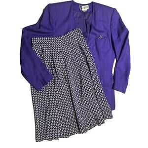 SK & Company Womens Vtg Skirt Suit Sz 6 purple 80s 90s Easter Wedding Church